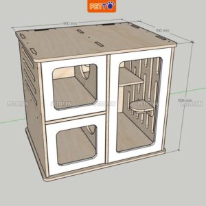 Tủ nuôi mèo bằng gỗ 3 ngăn sinh hoạt CC032_1