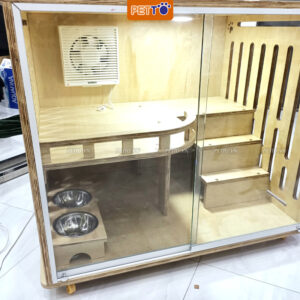 Tủ nuôi mèo hiện đại có đèn led, quạt hút bụt cao cấp CC042
