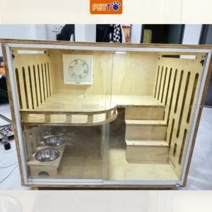 Tủ nuôi mèo hiện đại có đèn led, quạt hút bụt cao cấp CC042