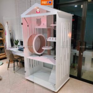 Tủ mèo bằng gỗ+ kính cường lực 2 mặt CC0047