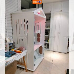 Tủ mèo bằng gỗ+ kính cường lực 2 mặt CC0047