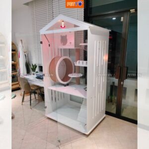 Tủ mèo bằng gỗ+ kính cường lực 2 mặt CC0047