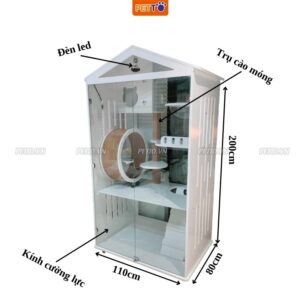 Tủ mèo bằng gỗ+ kính cường lực 2 mặt CC0047