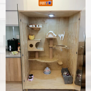 Tủ nuôi mèo bằng gỗ cao 170cm màu gỗ sang trọng CC048