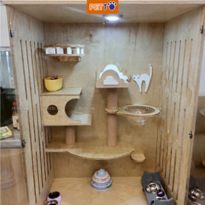 Tủ nuôi mèo bằng gỗ cao 170cm màu gỗ sang trọng CC048