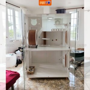 Tủ nuôi mèo bằng gỗ hiện đại kèm quạt hút bụi thoáng khí giữ mèo an toàn CC047_1