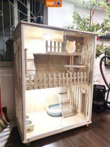 Tủ nuôi mèo bằng gỗ chắc chắn xinh xắn