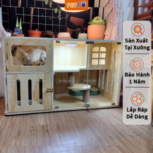 Chuồng cho mèo bằng gỗ kèm đèn led CC059 (3)