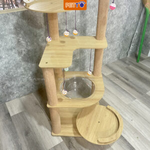 Nhà cây cho mèo cao 1m1 kèm lồng kính xinh xắn CT052
