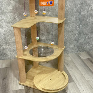 Nhà cây cho mèo cao 1m1 kèm lồng kính xinh xắn CT052