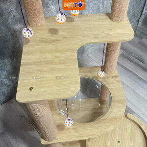 Nhà cây cho mèo cao 1m1 kèm lồng kính xinh xắn CT052