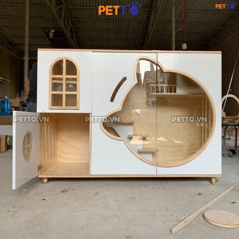 Tủ mèo mặt mèo có ngăn vệ sinh tách biệt