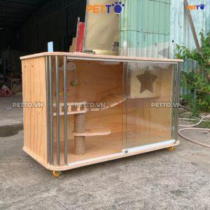 Tủ gỗ nuôi mèo cao cấp dành cho 3 bé mèo CC090