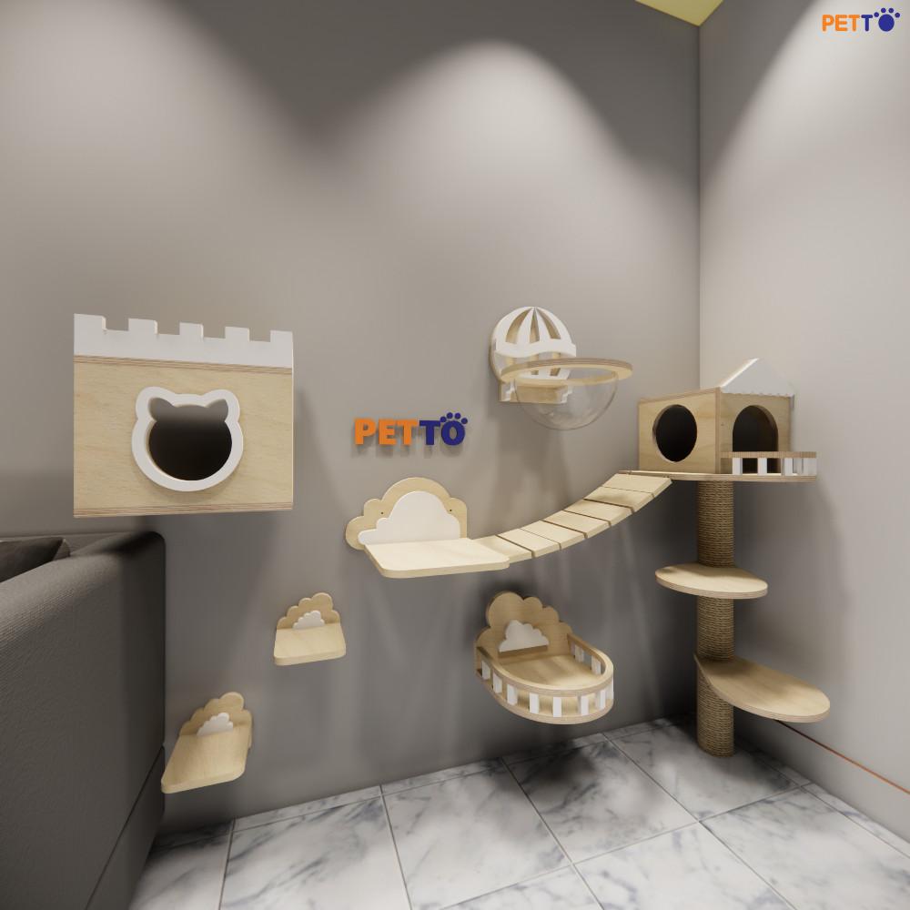 Nhà mèo đính tường bằng gỗ