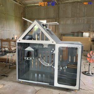 Nhà mèo MÁI NHỌN có CỬA SỔ LẬT thoáng mát CC099