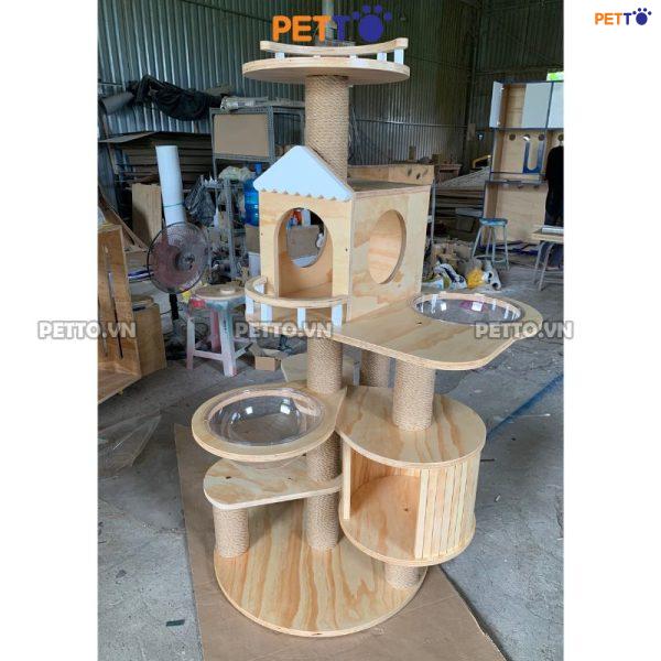 Cat tree cho mèo bằng GỖ PLYWOOD CH044 - Petto