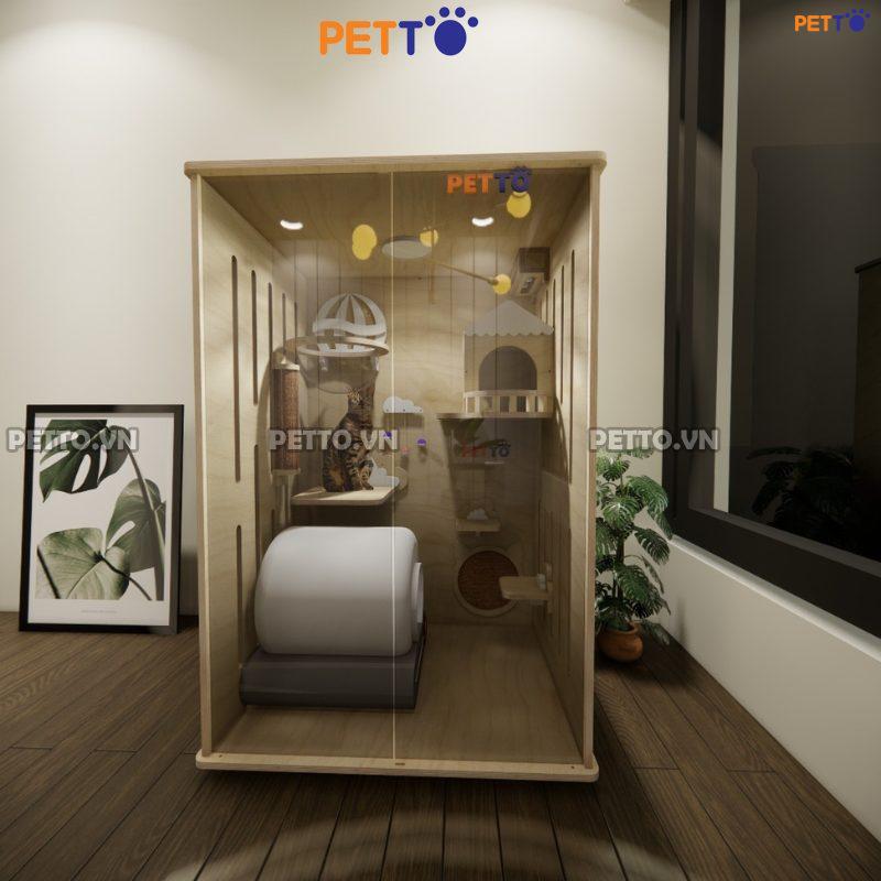 Tủ mèo thông tầng bằng gỗ