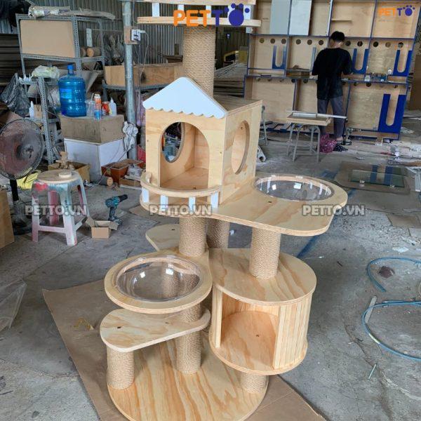 Cat tree cho mèo bằng GỖ PLYWOOD CH044 - Petto