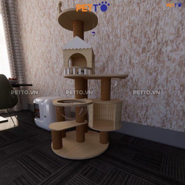 Cat tree cho mèo bằng GỖ PLYWOOD CH044 - Petto