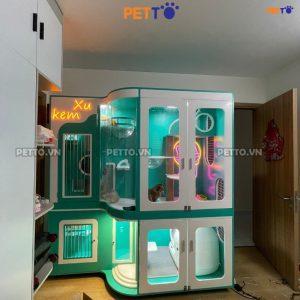 Chuồng mèo ROYAL kết hợp POLY trong suốt uốn cong và LED NEON CC120