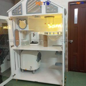 Nhà cho mèo bằng GỖ kết hợp ĐÈN LED NEON CC118