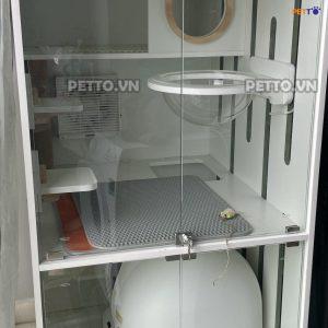 Chuồng GỖ PLYWOOD cho mèo 2 TẦNG để vừa nhà vệ sinh tự động PURA MAX CC126_1