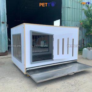 Chuồng chó bằng GỖ NHỰA kèm bộ khay vệ sinh INOX tiện lợi