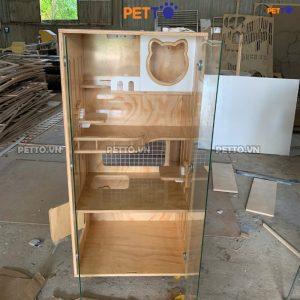 Chuồng mèo gỗ 3 tầng cho nhà nhiều bé CC145