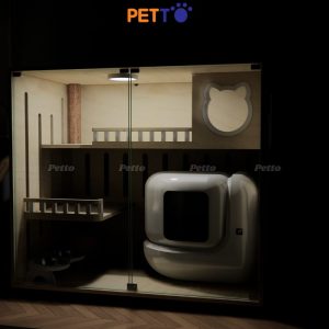 Tủ mèo gỗ cho 3 bé để vừa nhà vệ sinh Pura max, Pet tree CC174