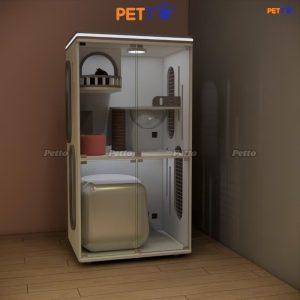 Chuồng mèo gỗ để vừa nhà vệ sinh PURAMAX kết hợp LED CC178