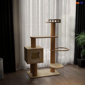 Nhà cây cho mèo bằng gỗ cho 2 bé CH058