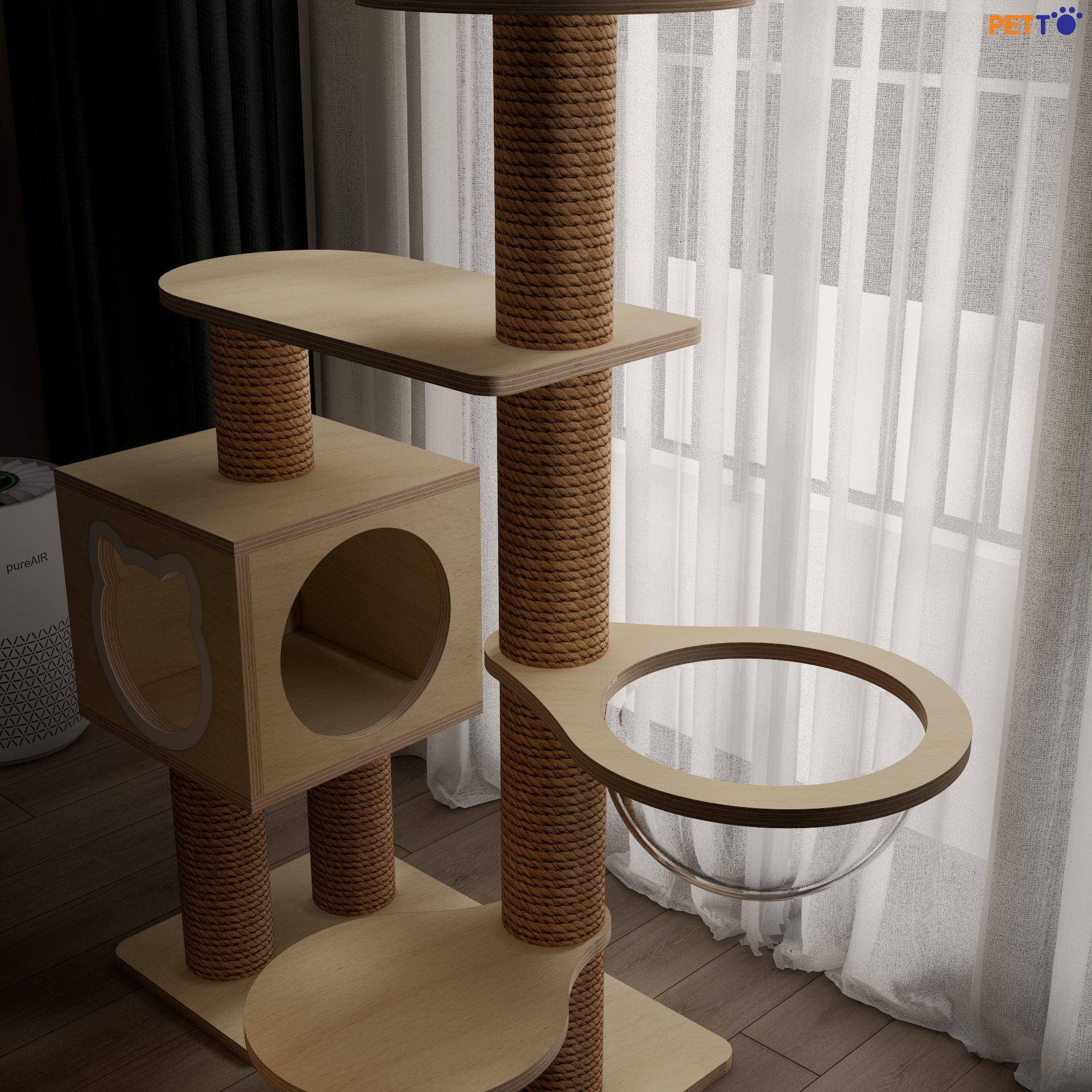 Nhà cây cho mèo cho 2 bé CH058