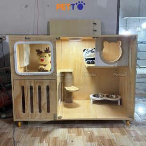 Tủ mèo Lux gỗ Plywood kích thước 1200mm * 600mm * 800mm kèm quạt thông gió 2 chiều CC195