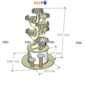 Cat tree gỗ cho mèo hình cây nhiều nhánh size 1000mm 1000mm 1650mm CH063 - Ảnh 2