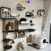 Bộ cattree đính tường bằng gỗ Plywood sơn màu CZ032