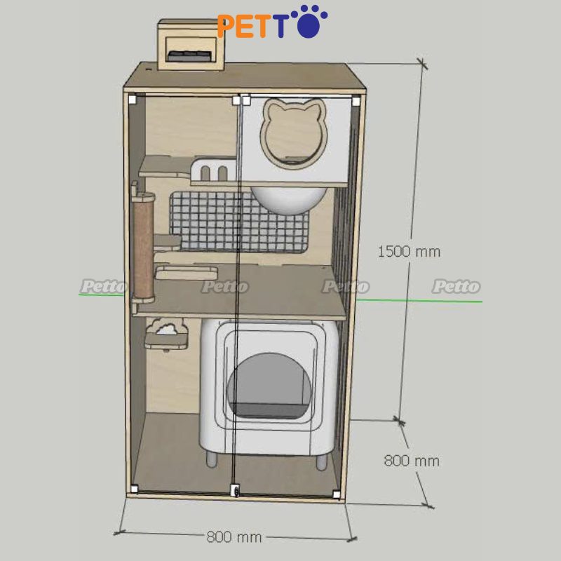 Tủ mèo Lux  800 * 800 * 1500mm CC241