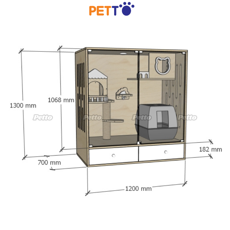 Tủ mèo Lux Kèm học đựng đồ 1200 700 1300mm CC232