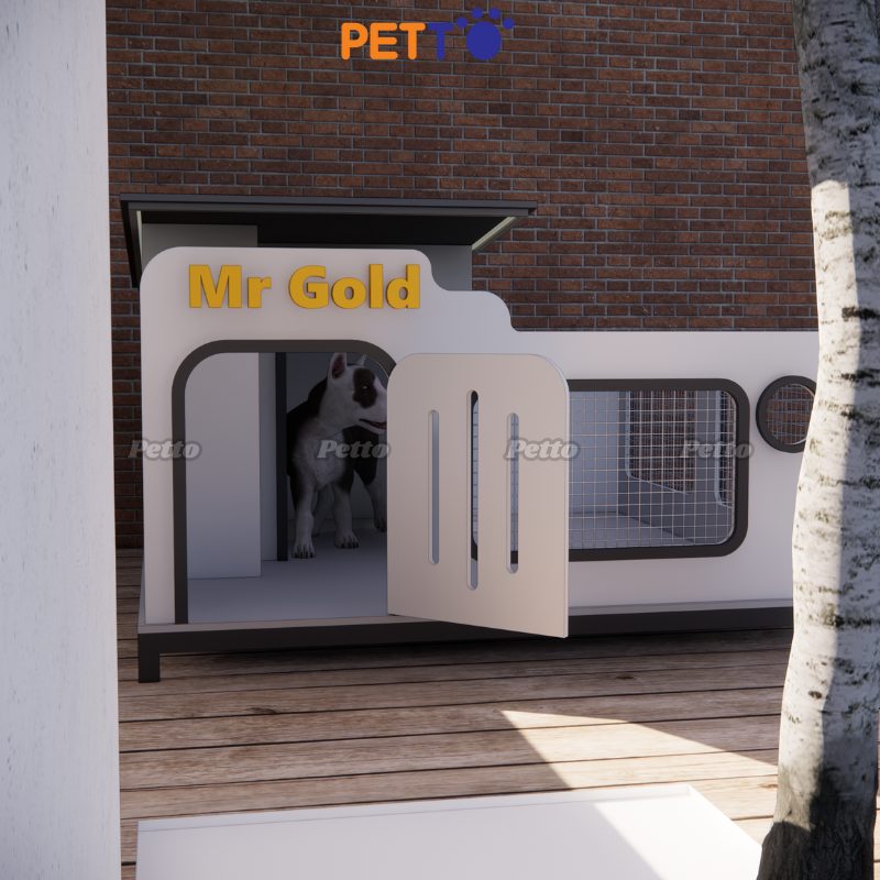 Nhà cho chó ngói bitum có sân chơi cho chó dưới 30kg DH038