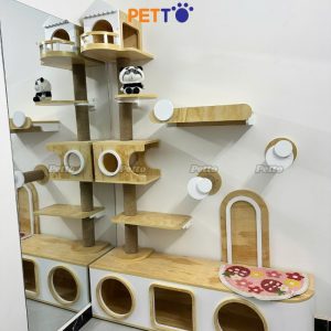 Cat tree đính tường có hộc trú ẩn gỗ Plywood CZ041