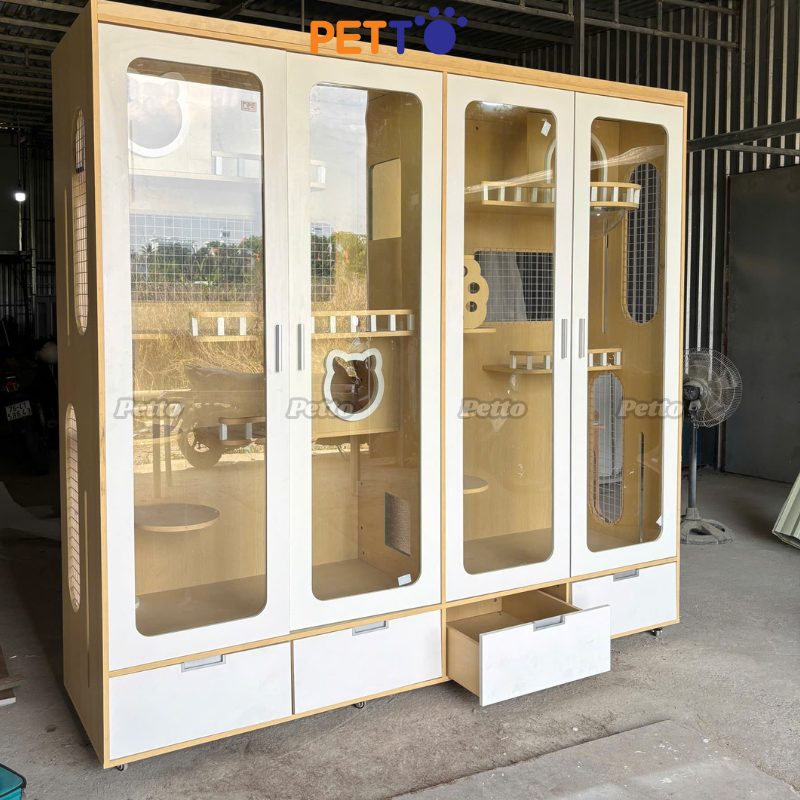 Tủ mèo basic bằng gỗ MDF kích thước 2400mm x 650mm x 2286mm CC282