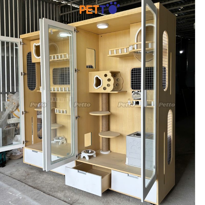 Tủ mèo basic gỗ MDF kích thước 2400mm x 650mm x 2286mm CC282