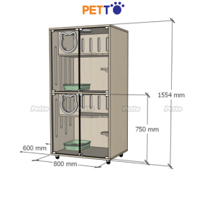 Tủ mèo basic gỗ MDF kích thước 800mm x 600mm x 1554mm CC289
