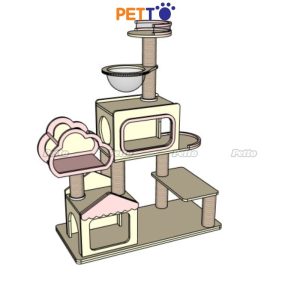CAT TREE cho mèo gỗ Plywood chắc chắn lên màu theo yêu cầu CH075