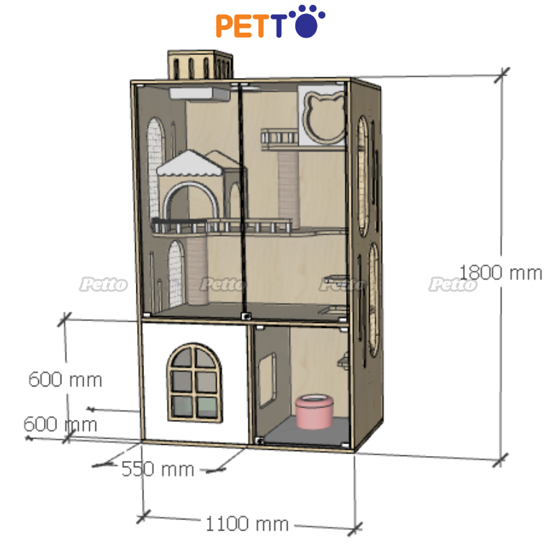 Tủ mèo gỗ Plywood size Ngang 1100 600 1800mm CC261