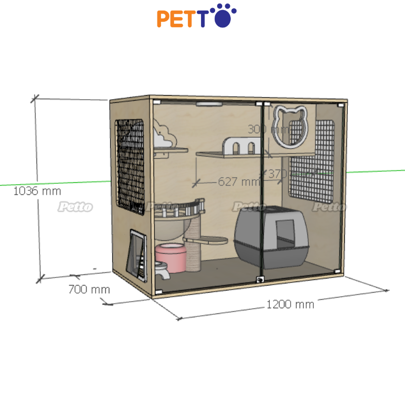 Tủ mèo gỗ Plywood size Ngang 1200 700 1036mm CC258