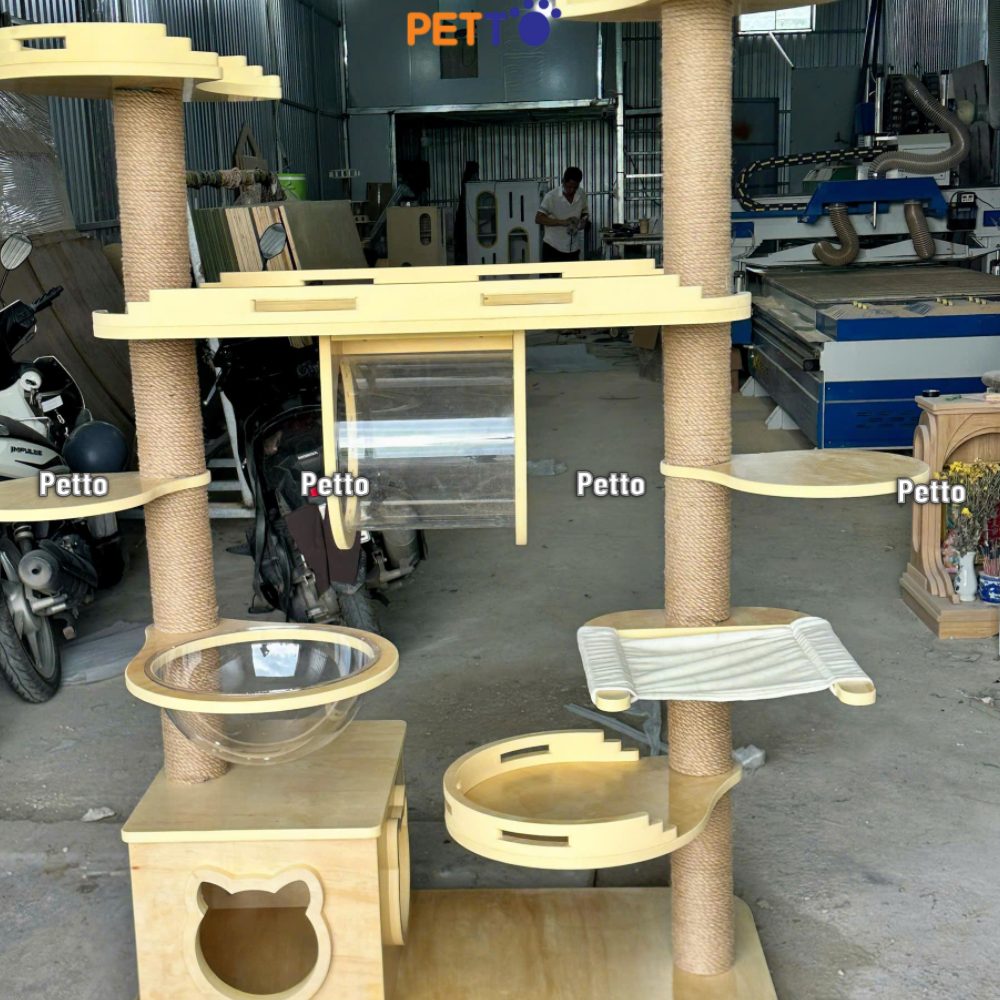 CAT TREE cho mèo gỗ Plywood phù hợp mèo kích thước lớn size 1200mm x 600mm x 1700mm CH078