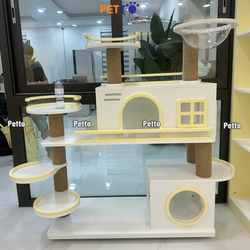 CAT TREE cho mèo gỗ Plywood màu trắng phù hợp mèo kích thước lớn CH077