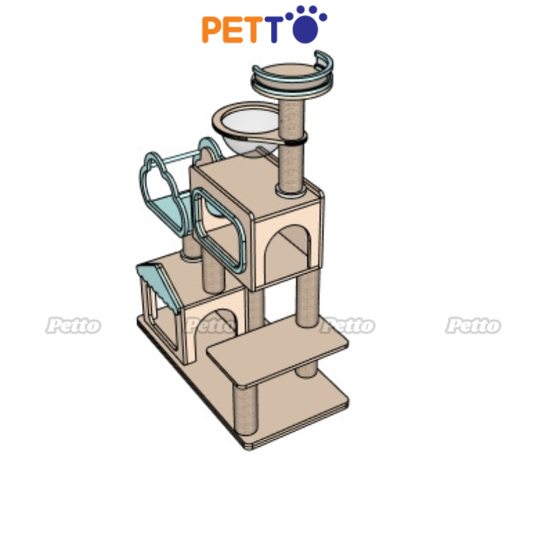 CAT TREE cho mèo bằng gỗ Plywood CH076