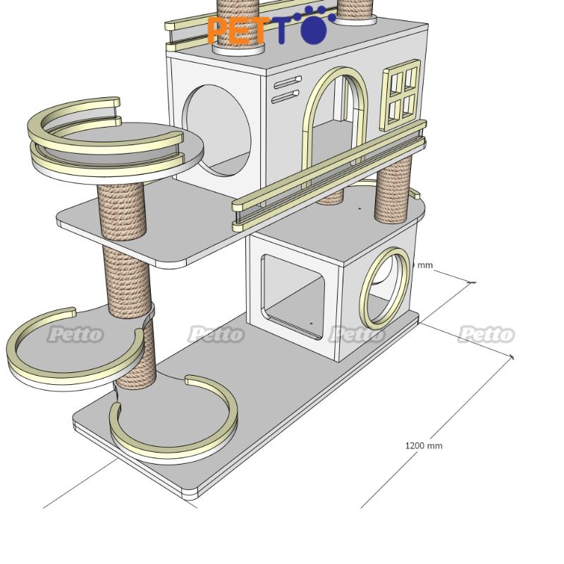 CAT TREE cho mèo gỗ Plywood màu trắng CH077