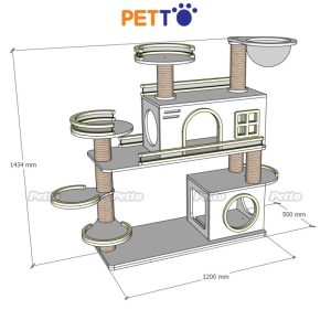 CAT TREE cho mèo gỗ Plywood màu trắng phù hợp mèo kích thước lớn CH077